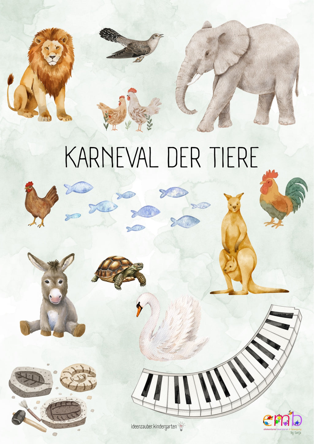 Musikalisches Schulstarterheft - Bindevorlage zum „Karneval der Tiere“