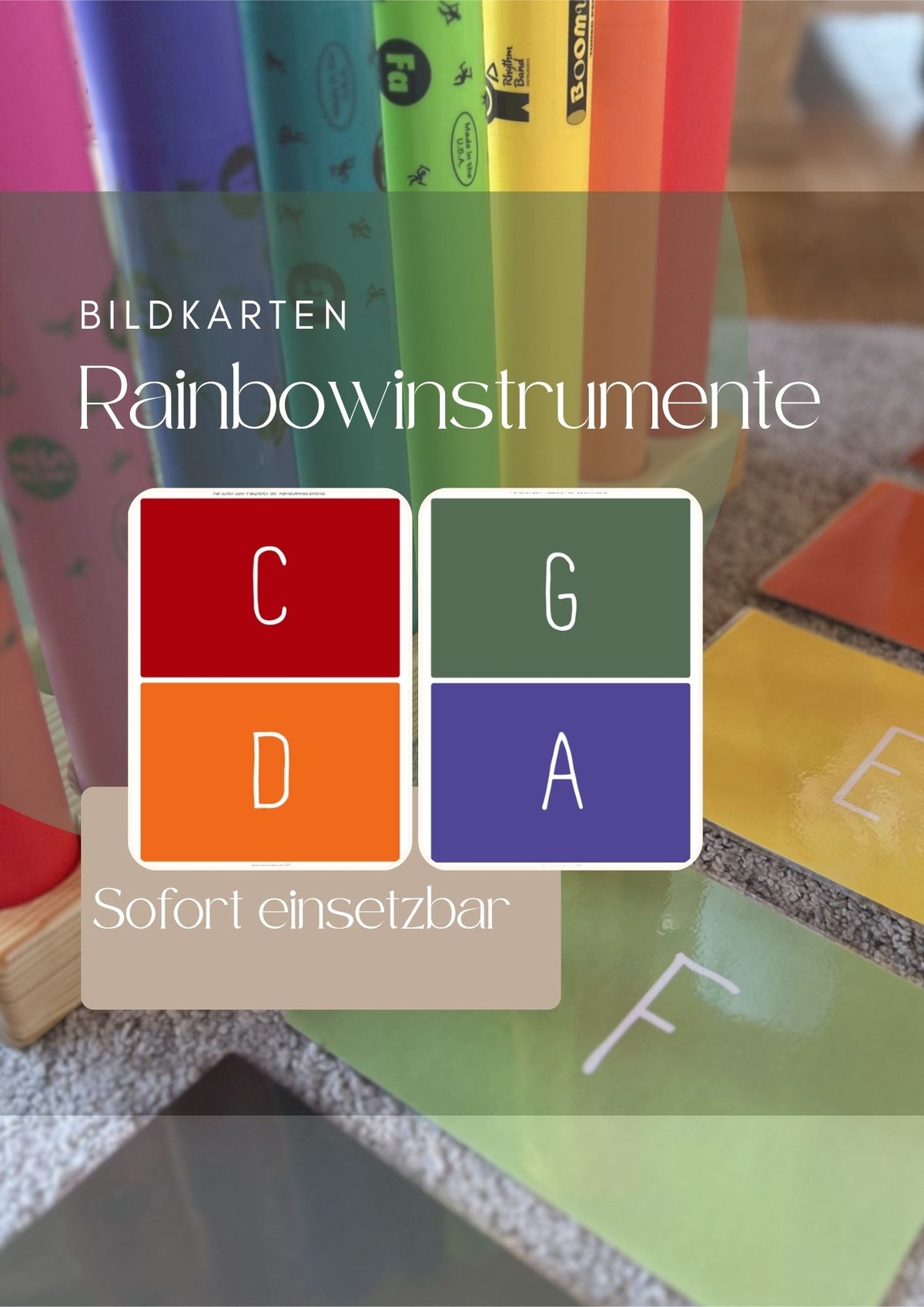Rainbowinstrumente Farbkarten passend zu Boomwhacker, Round-Sound-Tubes usw.